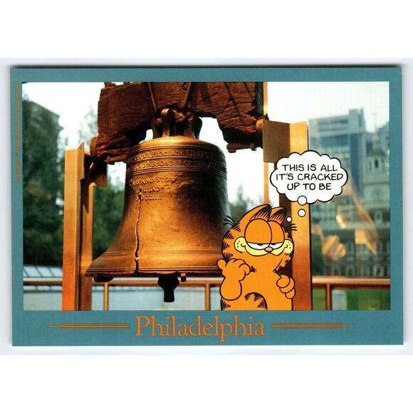 Garfield Cat Postcard Philadelphia Pennsylvania Liberty Bell Jim Davis 1978 - Picture 1 of 2